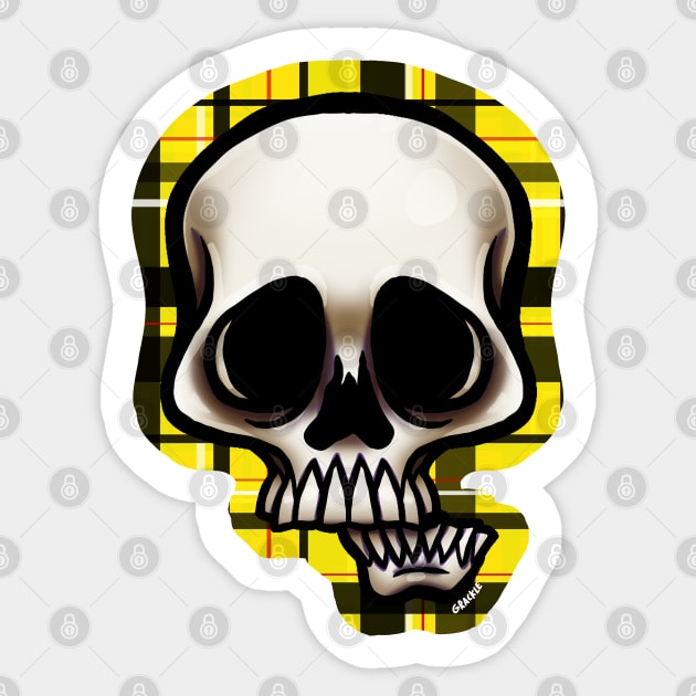 Yellow Plaid Skull Sticker by Jan Grackle